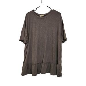 Festi Vintage Black Oversized Tiered Heritage Slub Tee Casual T-Shirt Size 0X